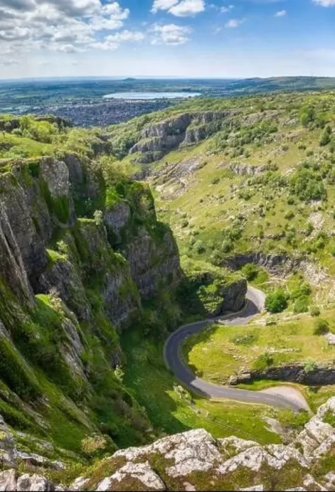 Framed Print : Aerial view by drone of Cheddar Gorge on a sunny day, Somerset, England, United Kingdom, Europe