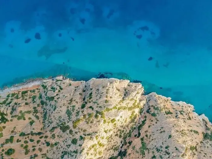 Framed Print : Aerial top view by drone of cretan landscape with sea Framed Print : Aerial top view by drone of cretan landscape with sea