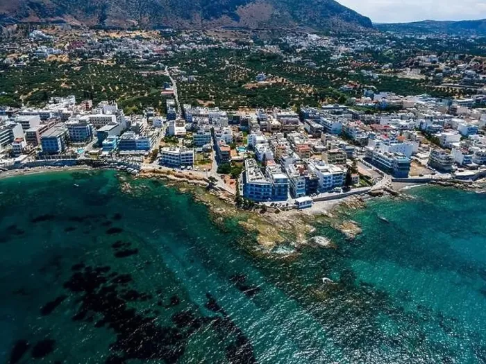Framed Print : Aerial top view by drone of cretan landscape with sea Framed Print : Aerial top view by drone of cretan landscape with sea