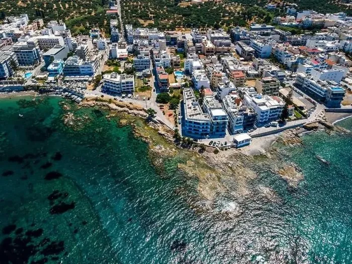 Framed Print : Aerial top view by drone of cretan landscape with sea Framed Print : Aerial top view by drone of cretan landscape with sea
