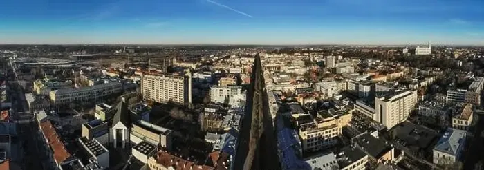 Framed Print : Aerial view of drone flight over Laisves aleja (Liberty Boulevard) in Kaunas Lithuania Framed Print : Aerial view of drone flight over Laisves aleja (Liberty Boulevard) in Kaunas Lithuania