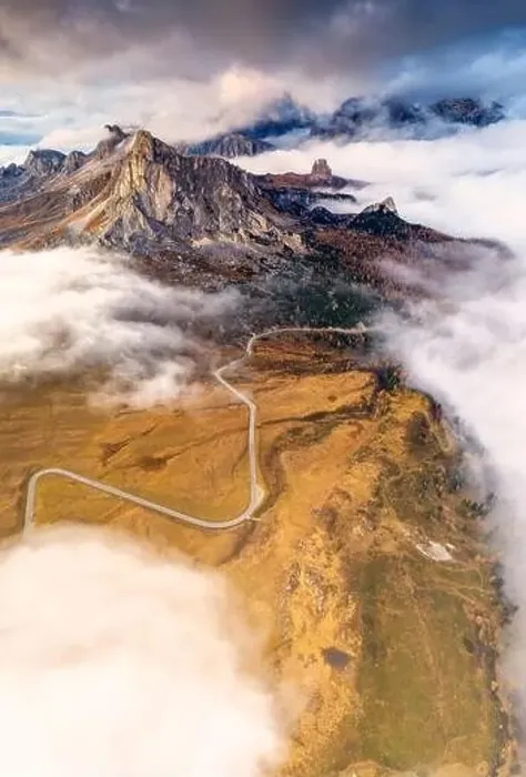 Framed Print : Aerial view by drone of Giau Pass Framed Print : Aerial view by drone of Giau Pass