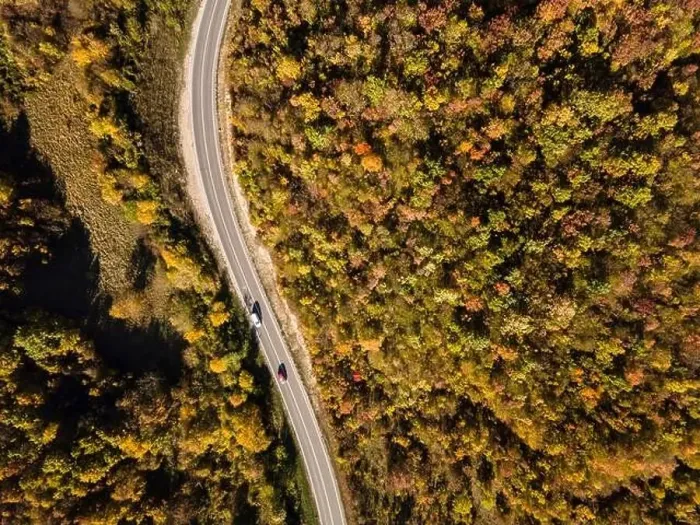 Framed Print : Top down aerial view drone image on the road trough the trees Framed Print : Top down aerial view drone image on the road trough the trees