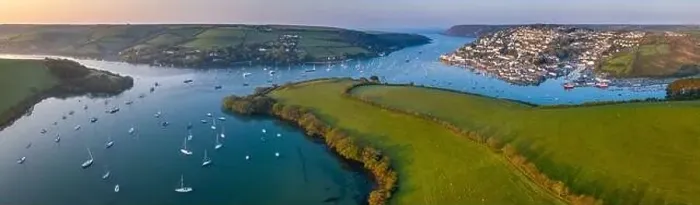 Framed Print : Aerial view by drone of Kingsbridge Estuary and Salcombe in Devon, England, United Kingdom, Europe Framed Print : Aerial view by drone of Kingsbridge Estuary and Salcombe in Devon, England, United Kingdom, Europe