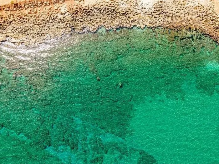 Framed Print : Aerial top view by drone of the rocky beach Framed Print : Aerial top view by drone of the rocky beach
