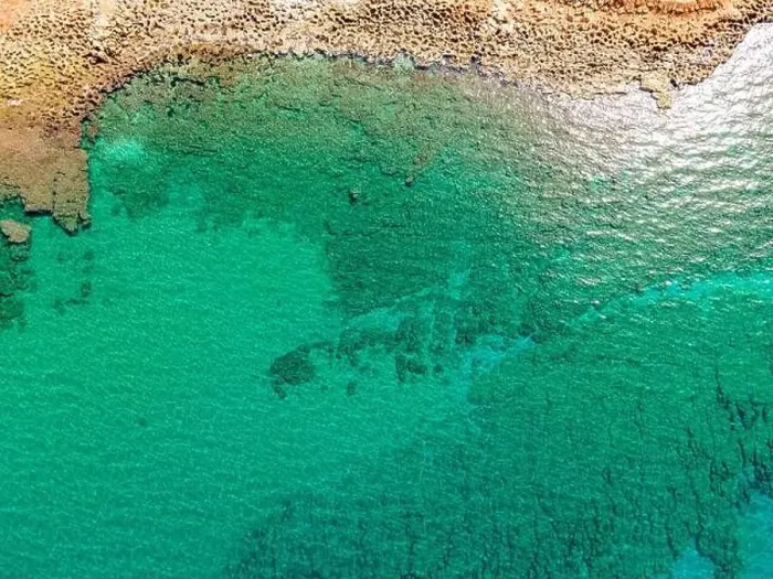Framed Print : Aerial top view by drone of the rocky beach Framed Print : Aerial top view by drone of the rocky beach