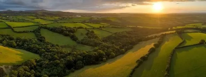 Framed Print : Aerial view by drone of rolling Devon countryside at sunset, Devon, England, United Kingdom, Europe Framed Print : Aerial view by drone of rolling Devon countryside at sunset, Devon, England, United Kingdom, Europe