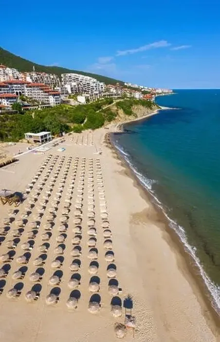 Framed Print : Aerial view of drone to the sea resort Saint Vlas on the Bulgarian Blak Sea coast