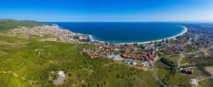 Framed Print : Aerial view of drone to sea resort Sunny Beach on the Bulgarian Black Sea coast Framed Print : Aerial view of drone to sea resort Sunny Beach on the Bulgarian Black Sea coast