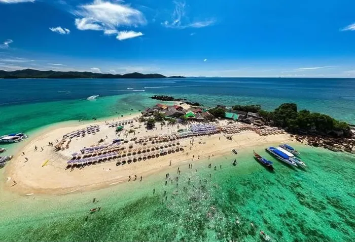 Framed Print : Aerial view drone shot of Amazing small island beautiful tropical sandy beach landscape view at koh Khai maew Island in Framed Print : Aerial view drone shot of Amazing small island beautiful tropical sandy beach landscape view at koh Khai maew Island in