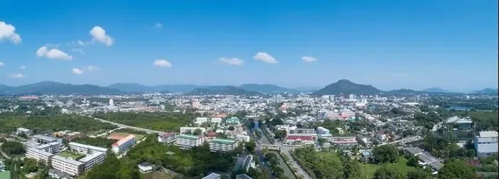 Framed Print : Aerial view drone shot High angle view Panorama of phuket city thailand in good weather day clear blue sky background Framed Print : Aerial view drone shot High angle view Panorama of phuket city thailand in good weather day clear blue sky background