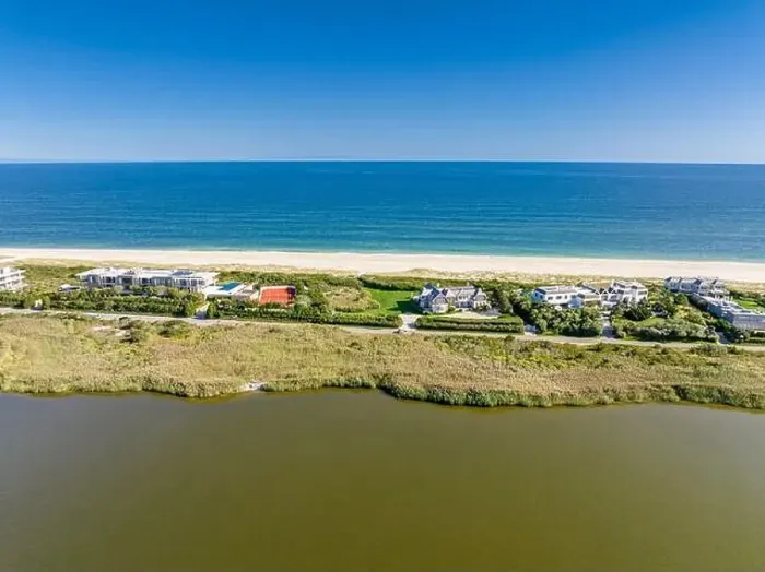 Framed Print : Aerial view of dune road and water front homes, Bridgehampton, ny Framed Print : Aerial view of dune road and water front homes, Bridgehampton, ny