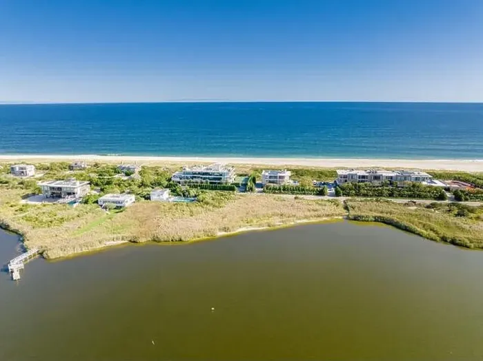 Framed Print : Aerial view of dune road and water front homes, Bridgehampton, ny Framed Print : Aerial view of dune road and water front homes, Bridgehampton, ny