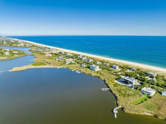 Framed Print : Aerial view of dune road and water front homes, Bridgehampton, ny Framed Print : Aerial view of dune road and water front homes, Bridgehampton, ny
