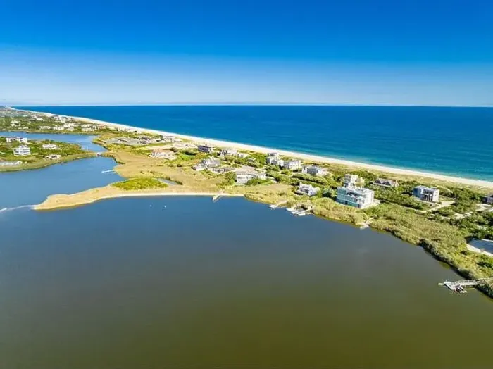 Framed Print : Aerial view of dune road and water front homes, Bridgehampton, ny Framed Print : Aerial view of dune road and water front homes, Bridgehampton, ny