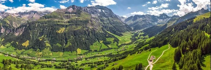 Framed Print : Aerial view of Elm village and Swiss mountains - Piz Segnas Framed Print : Aerial view of Elm village and Swiss mountains - Piz Segnas