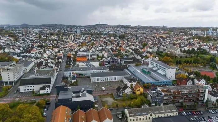 Framed Print : Aerial view of a European city with a mix of residential and commercial buildings Framed Print : Aerial view of a European city with a mix of residential and commercial buildings