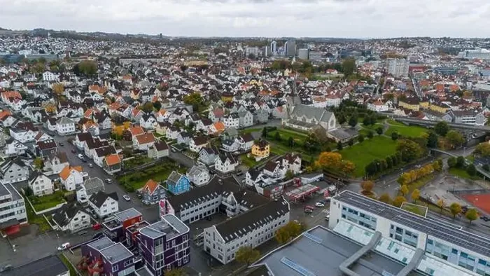 Framed Print : Aerial view of a European city with a mix of residential and commercial buildings Framed Print : Aerial view of a European city with a mix of residential and commercial buildings