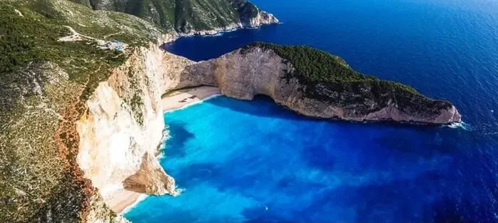 Framed Print : Aerial view over the famous Navagio beach (Shipwreck beach) in Zakynthos island Framed Print : Aerial view over the famous Navagio beach (Shipwreck beach) in Zakynthos island
