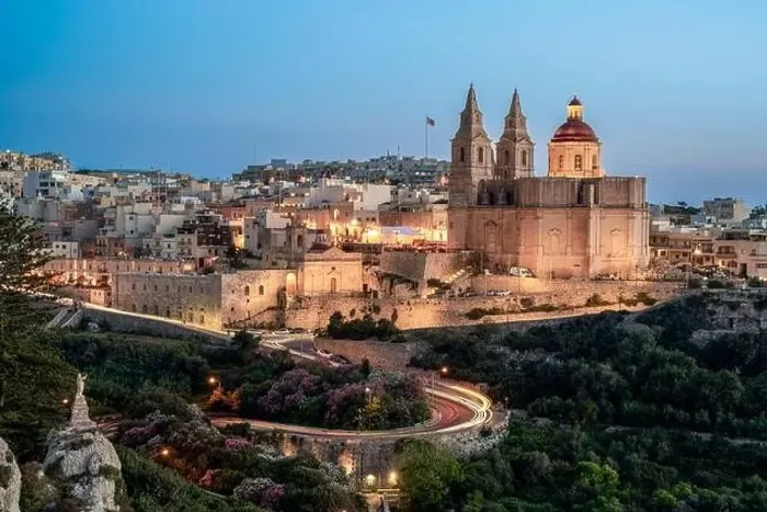 Framed Print : Aerial view of famous old Mellieha Parish Church or Birth of Our Lady. Malta country Framed Print : Aerial view of famous old Mellieha Parish Church or Birth of Our Lady. Malta country