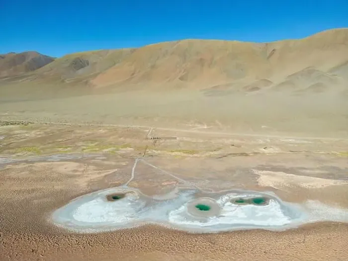 Framed Print : Aerial view of the famous tourist attraction Ojos del Mar near Tolar Grande in the Argentinian highlands called Puna in Framed Print : Aerial view of the famous tourist attraction Ojos del Mar near Tolar Grande in the Argentinian highlands called Puna in
