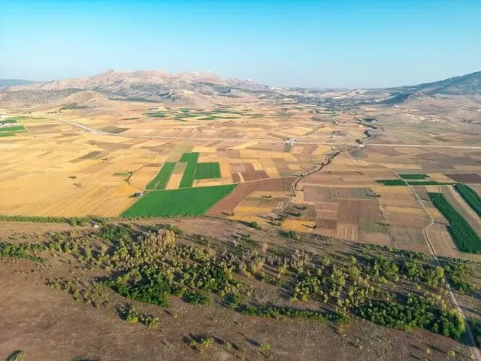 Framed Print : Aerial view of the fields around Karatas Lake in Burdur, Turkey Framed Print : Aerial view of the fields around Karatas Lake in Burdur, Turkey