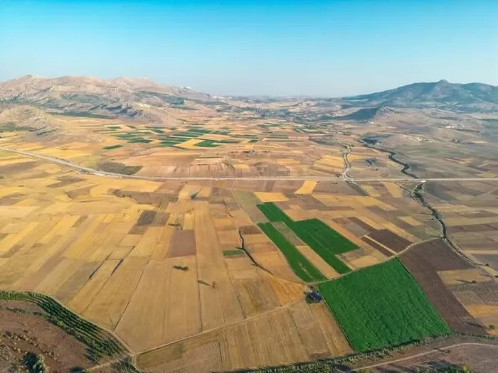 Framed Print : Aerial view of the fields around Karatas Lake in Burdur, Turkey Framed Print : Aerial view of the fields around Karatas Lake in Burdur, Turkey
