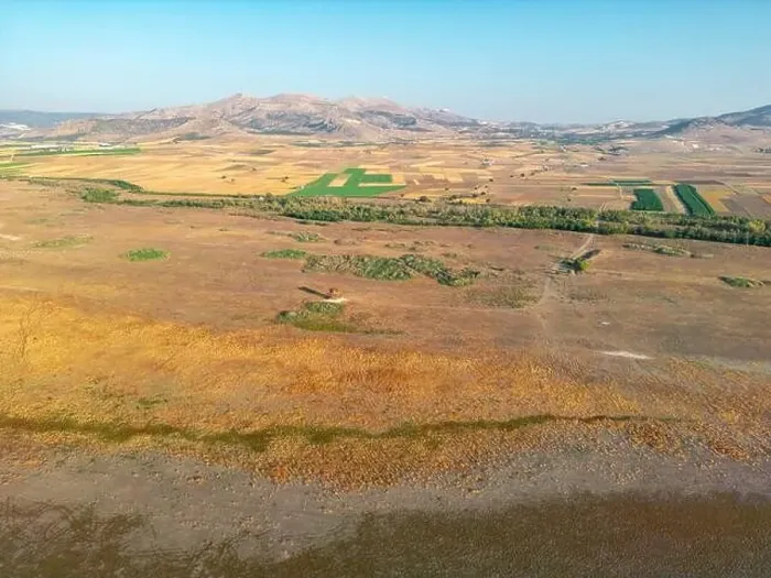 Framed Print : Aerial view of the fields around Karatas Lake in Burdur, Turkey Framed Print : Aerial view of the fields around Karatas Lake in Burdur, Turkey
