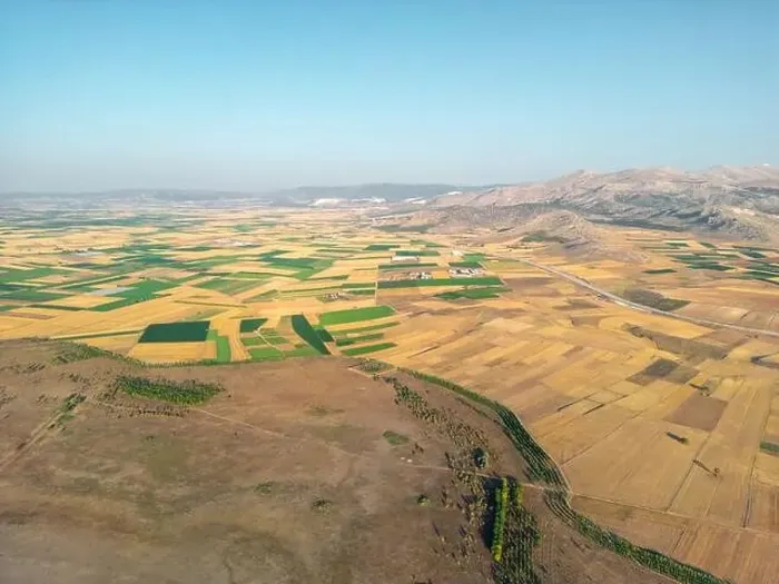 Framed Print : Aerial view of the fields around Karatas Lake in Burdur, Turkey Framed Print : Aerial view of the fields around Karatas Lake in Burdur, Turkey