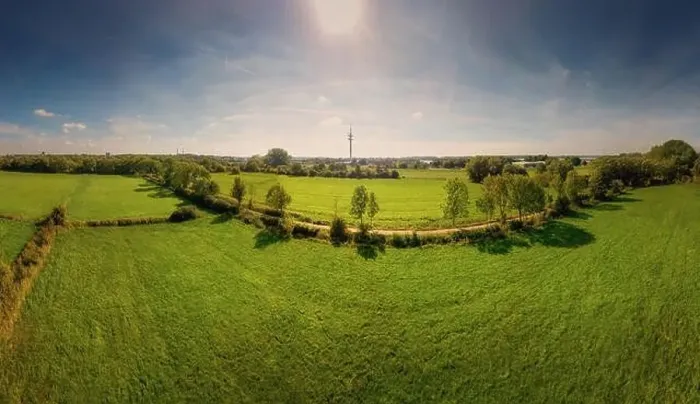 Framed Print : Aerial view of fields in the midday sun near the Elbe in Schleswig-Holstein Framed Print : Aerial view of fields in the midday sun near the Elbe in Schleswig-Holstein