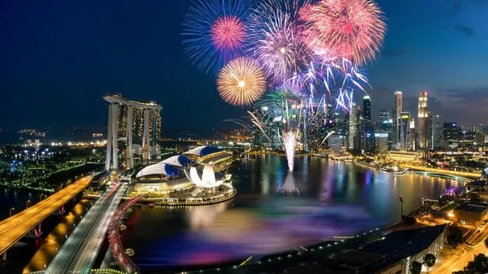 Framed Print : Aerial view of Fireworks celebration over Marina bay in Singapore. New year day 2018 or National day celebration at Singapore. Asia Framed Print : Aerial view of Fireworks celebration over Marina bay in Singapore. New year day 2018 or National day celebration at Singapore. Asia