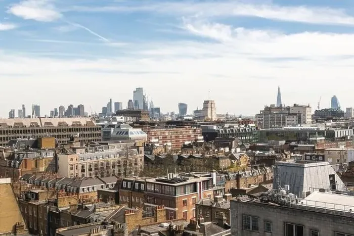 Framed Print : An aerial view over Fitzrovia and London's Skyline Framed Print : An aerial view over Fitzrovia and London's Skyline