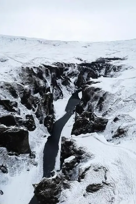 Framed Print : Aerial view of Fjadrargljufur canyon in winter Framed Print : Aerial view of Fjadrargljufur canyon in winter