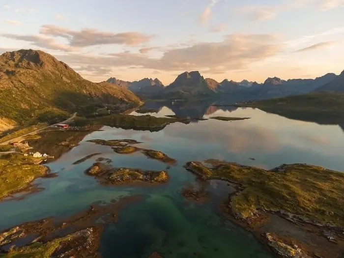 Framed Print : Aerial view of a fjord in Lofoten Framed Print : Aerial view of a fjord in Lofoten