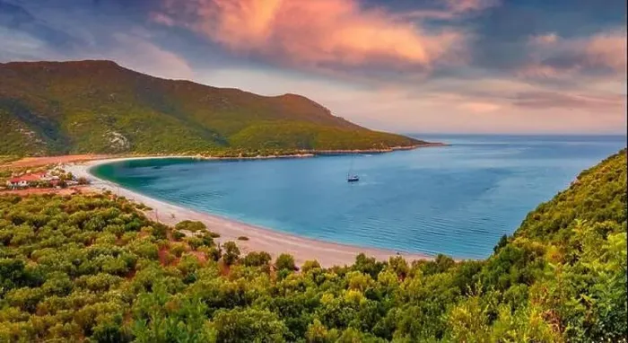 Framed Print : Aerial view from flying drone of Fokianos beach Framed Print : Aerial view from flying drone of Fokianos beach