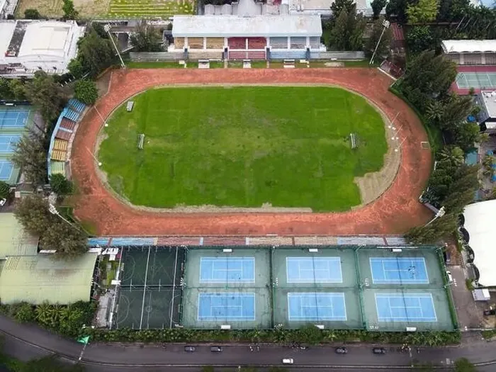 Framed Print : Aerial view of football stadium in Bandung City Framed Print : Aerial view of football stadium in Bandung City