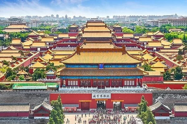 Aerial view of the Forbidden City, Chinese Imperial Palace, Beijing, China