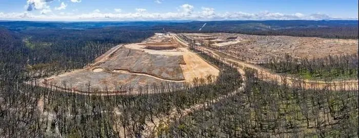 Framed Print : Aerial view of forest regeneration after bushfires and a new Quarry being built in regional Australia Framed Print : Aerial view of forest regeneration after bushfires and a new Quarry being built in regional Australia