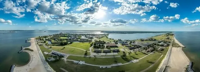 Framed Print : Aerial view of Fort Monroe former military installation in Hampton