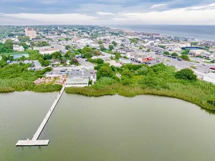 Framed Print : Aerial view of fort pond and downtown montauk Framed Print : Aerial view of fort pond and downtown montauk