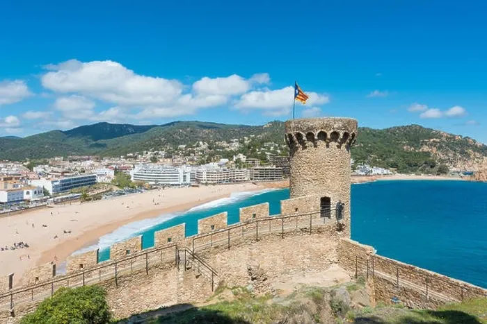 Framed Print : Aerial view of Fortress Vila Vella and Badia de Tossa bay at summer in Tossa de Mar on Costa Brava, Catalonia, Spain Framed Print : Aerial view of Fortress Vila Vella and Badia de Tossa bay at summer in Tossa de Mar on Costa Brava, Catalonia, Spain