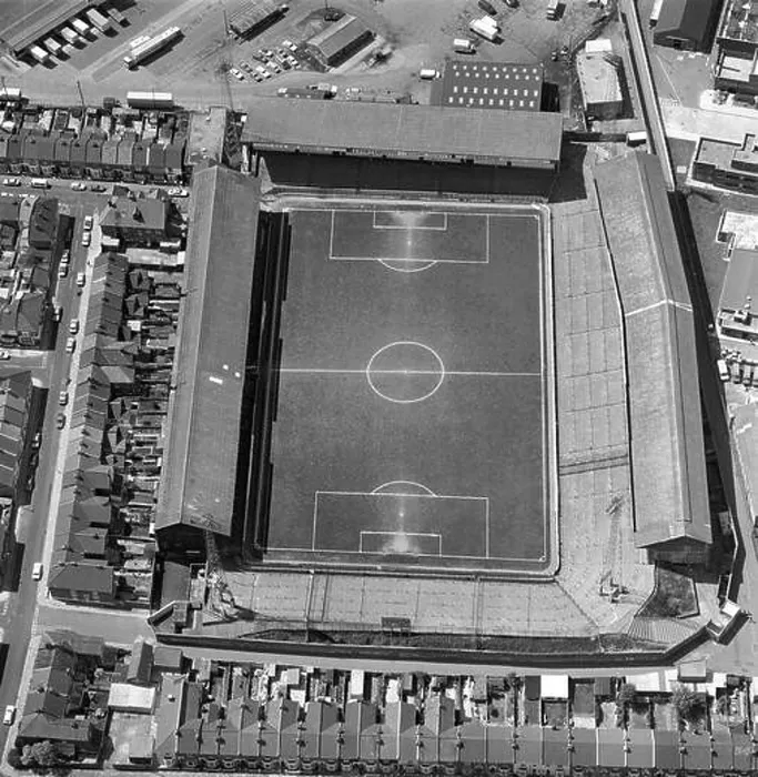 Framed Print : Aerial view of Fratton Park the home of Portsmouth Football Club
