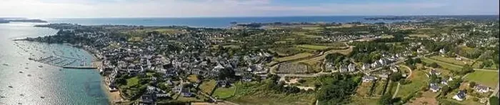 Framed Print : aerial view of the french city of Locmariaquer in Finistere in Brittany Framed Print : aerial view of the french city of Locmariaquer in Finistere in Brittany