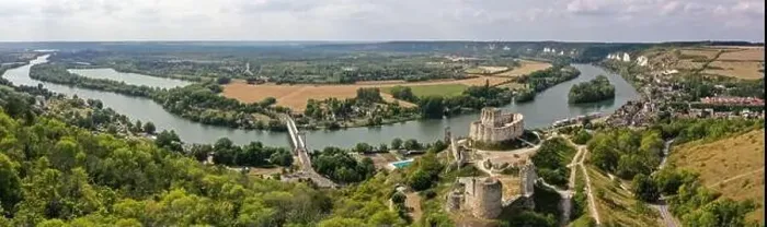 Framed Print : aerial view on gaillard castle in the city of the andelys in Normandy in France Framed Print : aerial view on gaillard castle in the city of the andelys in Normandy in France