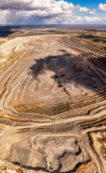 Framed Print : Aerial view on granite quarry. Granite mining from a drone Framed Print : Aerial view on granite quarry. Granite mining from a drone
