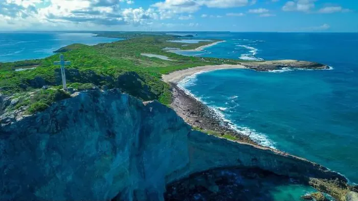 Framed Print : Aerial View to the Green Coast of the Pointe des Chateaux beach under the blue cloudy sky, Guadeloupe island Framed Print : Aerial View to the Green Coast of the Pointe des Chateaux beach under the blue cloudy sky, Guadeloupe island