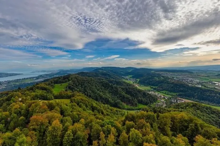 Framed Print : Aerial view of green landscape of Zurich in the winter, Switzerland Framed Print : Aerial view of green landscape of Zurich in the winter, Switzerland