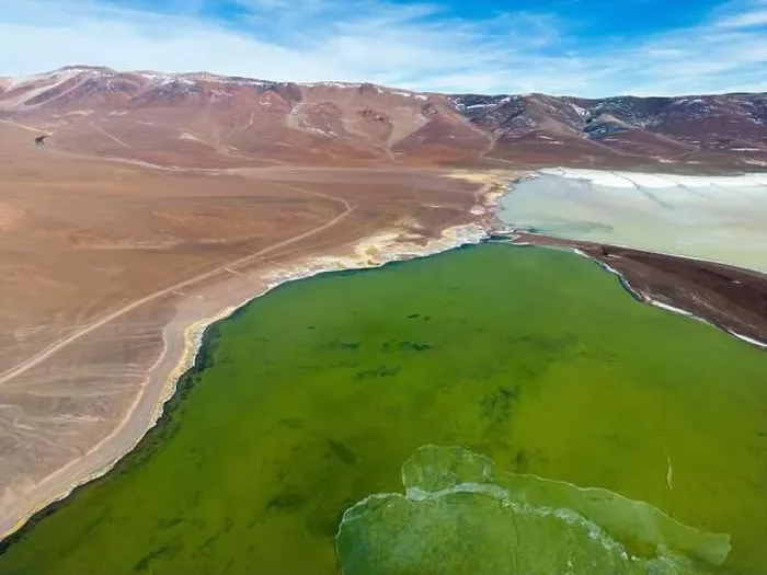 Framed Print : Aerial view of the green and partly frozen Laguna del Negro Francisco in the Atacama desert in Chile - Traveling Framed Print : Aerial view of the green and partly frozen Laguna del Negro Francisco in the Atacama desert in Chile - Traveling