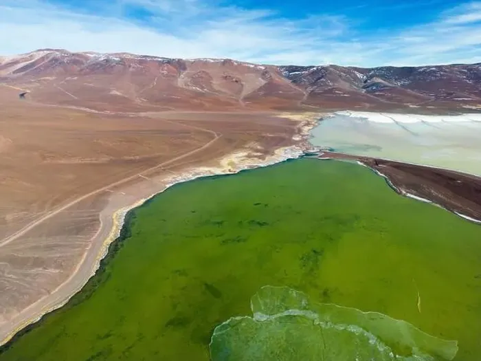 Framed Print : Aerial view of the green and partly frozen Laguna del Negro Francisco in the Atacama desert in Chile - Traveling Framed Print : Aerial view of the green and partly frozen Laguna del Negro Francisco in the Atacama desert in Chile - Traveling