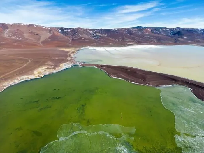 Framed Print : Aerial view of the green and partly frozen Laguna del Negro Francisco in the Atacama desert in Chile - Traveling Framed Print : Aerial view of the green and partly frozen Laguna del Negro Francisco in the Atacama desert in Chile - Traveling